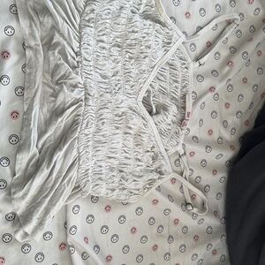 SO White Smocked Spaghetti-Strap Bandeau Cami